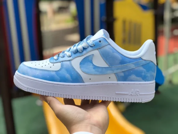 af1 blanc bleu ciel étoilé bas Nike Air Force 1 Air Force One AF1 baskets décontractées antidérapantes aq4134-100