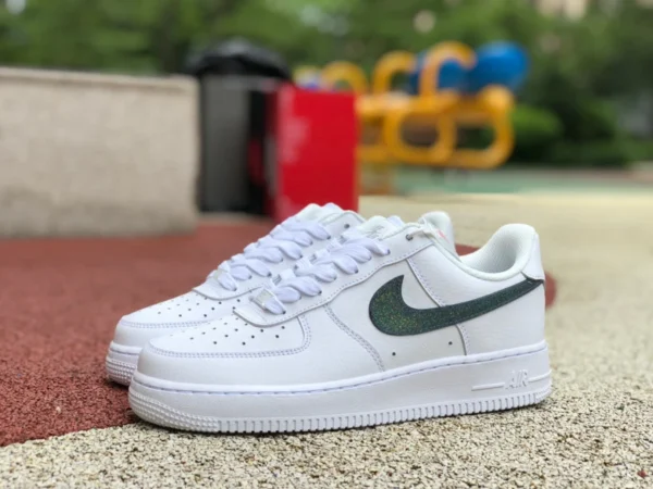 AF1 pur blanc vert crochet faible Nike Air Force 1 Low Glitter Swoosh Color dh4407-100