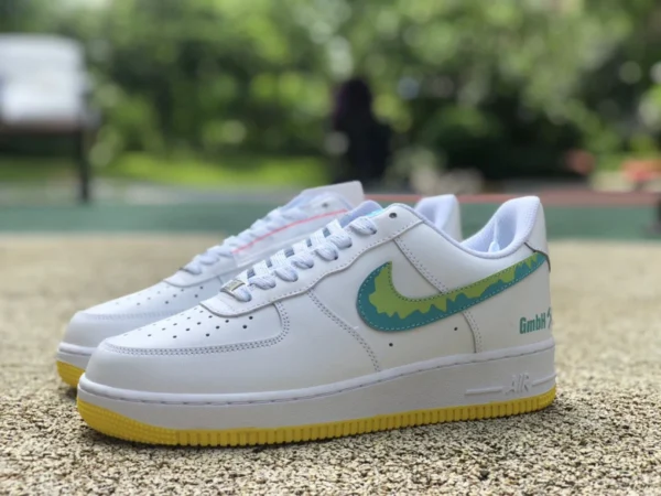 AF1 blanc vert jaune bas Nike Air Force 1'07 AF1 Air Force One baskets basses pour homme af1234-001