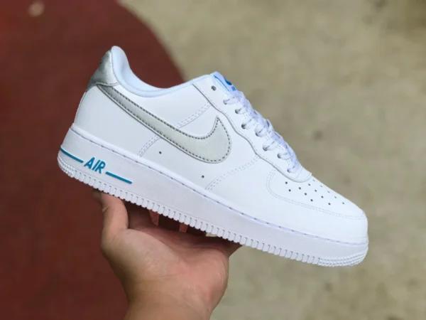 AF1 blanc et bleu bas Nike Air Force 1 '07 baskets basses décontractées blanc et bleu DR0142-100