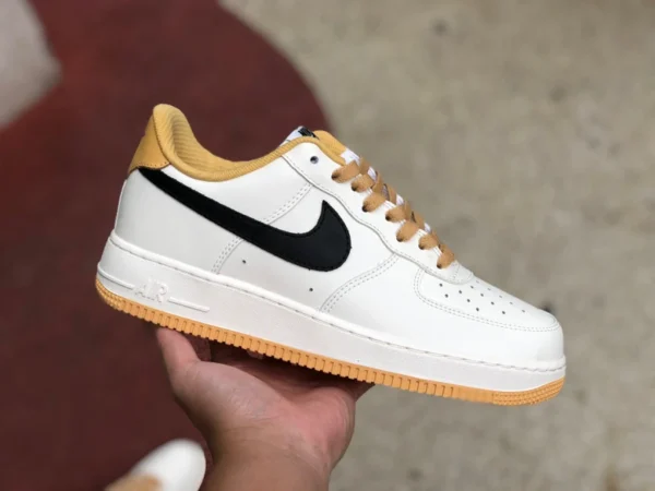 af1 blanc jaune noir crochet bas Nike Air Force 1 AF1 air force blanc jaune noir classique baskets décontractées FD9063-101