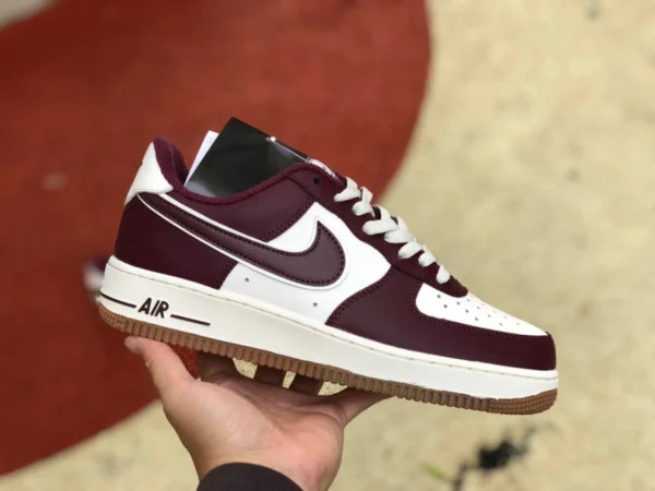 AF1 blanc vin rouge faible Nike Air Force 1 Low AF1 blanc rouge Air Force One chaussures à semelle tendon pour hommes DQ7659-102