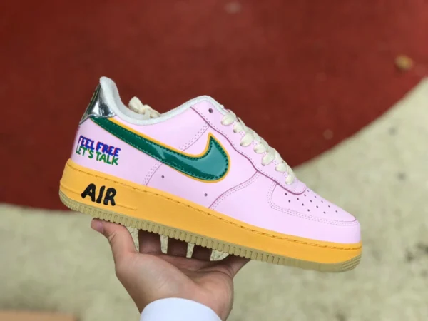 AF1 rose bleu vert canard mandarin Nike Air Force 1 "Feel Free" rose bleu DX2667-600