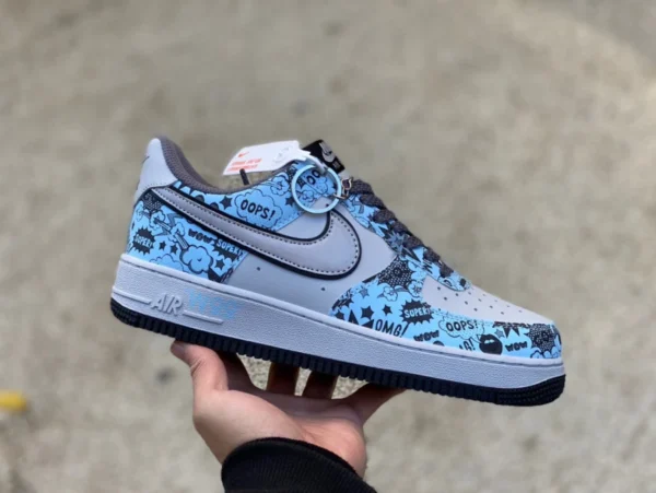 af1 gris bleu graffiti 3M low Nike Air Force 1'07 Low Air Force One baskets basses décontractées zg0088-822