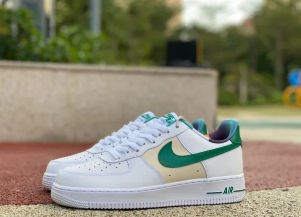 AF1 blanc vert marron bas Nike Air Force 1 07 LV8 EMB blanc vert AF1 baskets basses DM0109-100