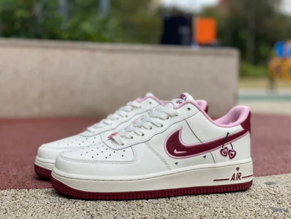 AF1 blanc et rose Saint Valentin pur original Nike Air Force1 Nike AF1 Air Force One Cherry Valentine's Day baskets blanches et roses FD4616-161