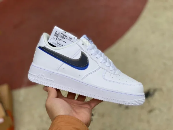 AF1 blanc pur double crochet noir bleu bas Nike Air Force 1 Low lmpact Next Nature baskets basses antidérapantes absorbant les chocs et résistantes à l'usure GS blanc FD0688-10