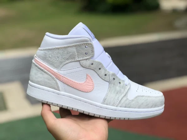 aj1mid blanc gris rose pur original Air Jordan 1 Mid SE AJ1 blanc gris rose chaussures de basket-ball rétro mi-haut pour femme DN4045-001