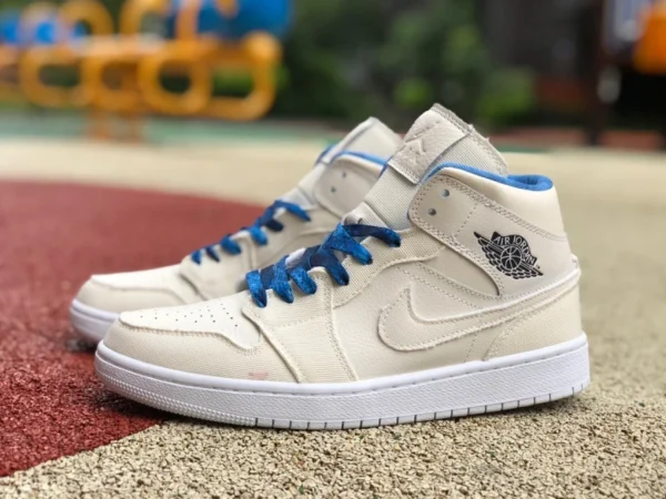 aj1mid blanc cassé bleu Air Jordan 1 Mid SE AJ1 chaussures de basket rétro blanc cassé DM9126-104