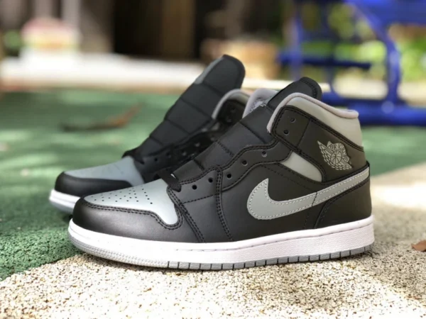 aj1mid noir et gris petite ombre pur original Air Jordan 1 Mid Shadow AJ1 noir et gris petite ombre chaussures de basket-ball BQ6472-007