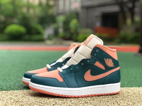 aj1mid bleu et orange pur original Air Jordan 1 Mid AJ1 bleu et orange rétro chaussures de basket-ball mi-hautes BQ6472-308