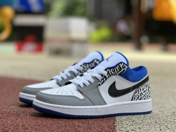 aj1 gris bleu motif craquelé bas Air Jordan 1 Low AJ1 True Blue motif craquelé chaussures de basket-ball DM1199-140