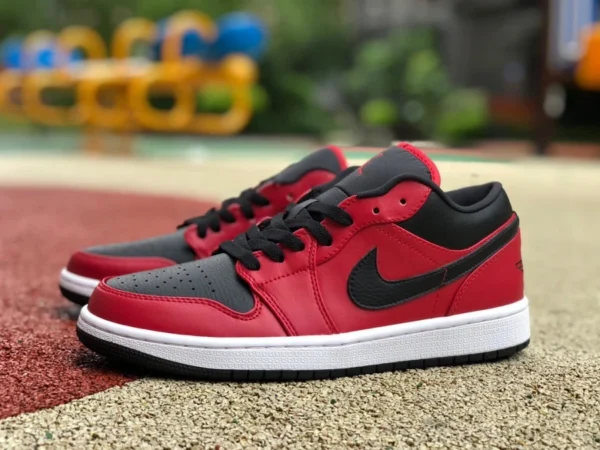 aj1 rouge et noir bas Air Jordan 1 Low Gym Red AJ1 chaussures de basket-ball basses rouges et noires 553558-605