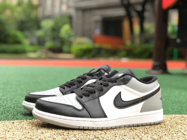 aj1 noir gris blanc bas pur original Air Jordan 1 Low Shadow Toe AJ1 noir gris chaussures de basket-ball 553558-052