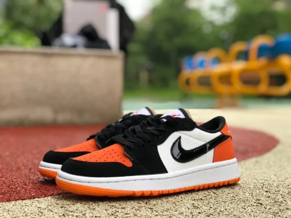 aj1 boucle noire cassée basse Air Jordan 1 Low Golf AJ1 noir et blanc boucle orange chaussures de basket cassées DD9315-800