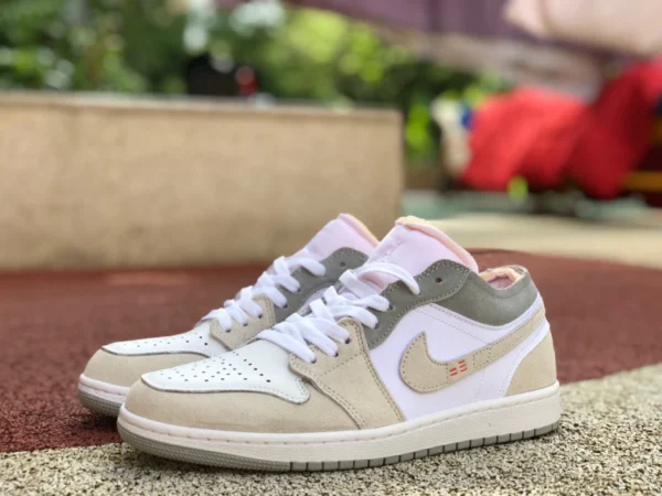 aj1 blanc gris petit OW bas Air Jordan 1 Low AJ1 bas blanc gris petit OW couture rétro DN1635-100