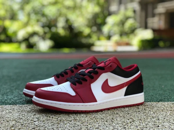 aj1 rouge blanc noir bas pur original AIR JORDAN 1 Low AJ1 rouge blanc noir rétro chaussures de basket 553558-163