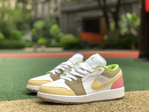 aj1 blanc rose marron couture basse pur original Air Jordan 1 Low AJ1 blanc rose marron couture décontracté femme basse DJ0341-100