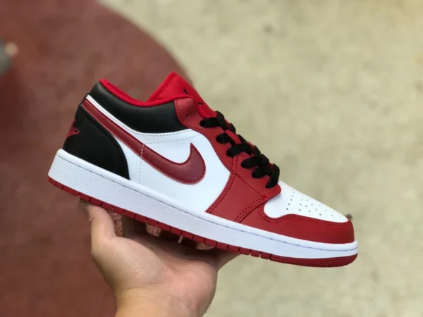 aj1 rouge blanc noir bas AIR JORDAN 1 Low AJ1 rouge blanc noir chaussures de basket-ball rétro 553558-163