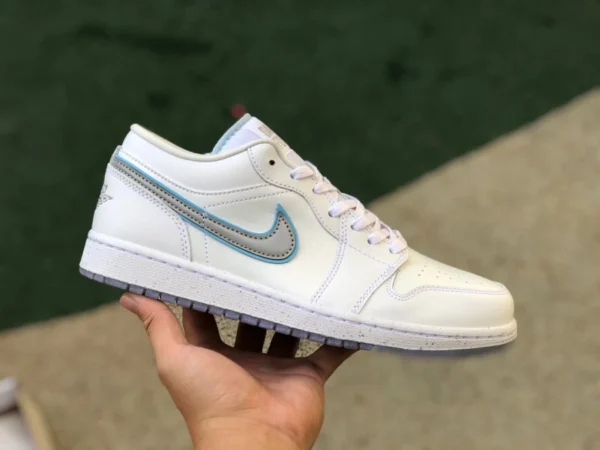 aj1 argent réfléchissant bas pur original Air Jordan 1 AJ1 blanc gris argent réfléchissant baskets basses pour hommes et femmes FB1874-101