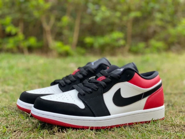 aj1 bout noir bas pur original Air Jordan 1 Low "Black Toe" bout noir et rouge 553558-116