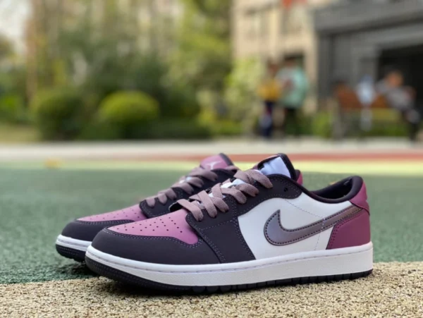 aj1 noir et blanc violet Golf pure original Air Jordan 1 Low Golf blanc et violet NRG Purple Smoke golf bas haut DZ9787-155