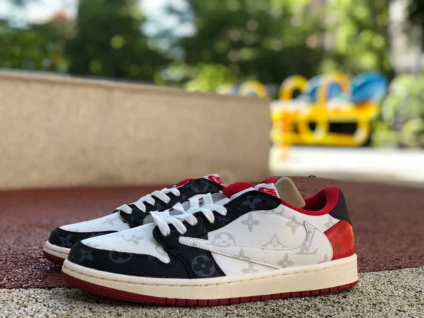 aj1 barb bas-top lv joint blanc rouge noir Travis Scott x Nike Air Jordan 1 Low AJ1 joint lv baskets basses TS joint barb DM7866