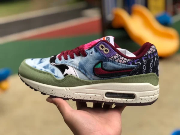 Max1 fleur de cajou bleue et verte Nike Air Max1 Concepts chaussures de course à fleur de cajou bleue et verte commune DN1803-300