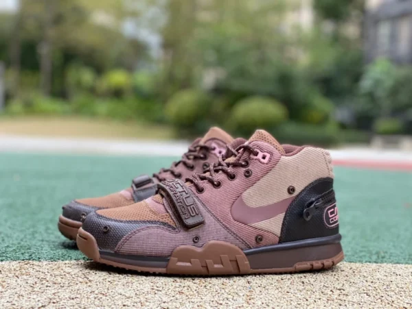 CACT.US CORP x Nike Air Trainer 1 mWheat "Travis Scott style commun superposition détachable rétro haut chaussures d'entraînement décontractées DR7515-200