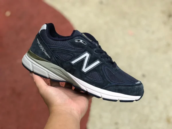 Nb990 Bleu Marine NEW BALANCE M990NV4 American Navy Blue Couple Rétro Présidentiel Chaussures de Jogging