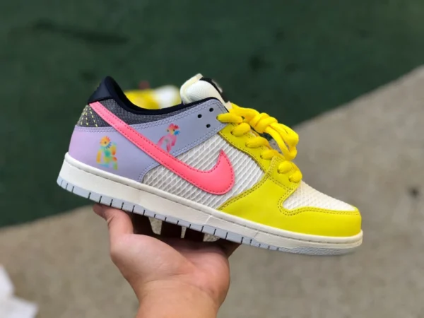 Dunk jaune, blanc et rose arc-en-ciel pur original Nike SB Dunk Low "Be True" thème arc-en-ciel jaune, blanc et rose dx5933-900