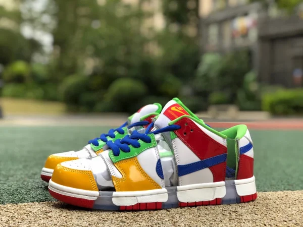 Dunk cassé section pur original eBay x Nike SB Dunk Low "Sandy Bodecker" jaune rouge bleu vert couture fd8777-100