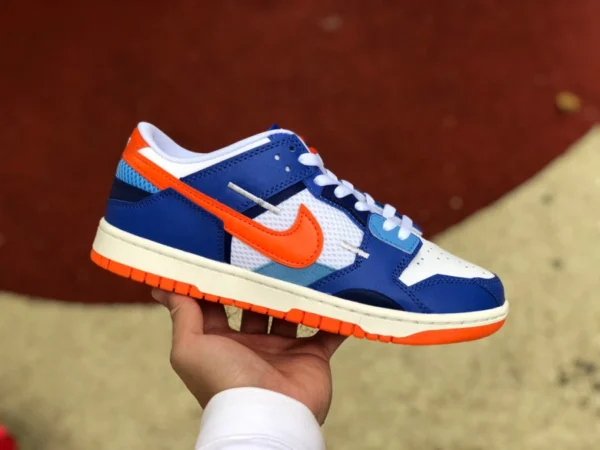 Dunk scrap Knicks Nike Dunk Low Scrap Stitched bleu blanc orange baskets basses Knicks DM0128-100