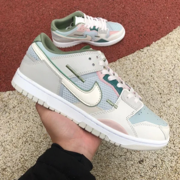 Dunk Scrap Blanc Rose Vert Nike Dunk Scrap Blanc Rose Vert Cousu Bizarre Casual Chaussures De Skateboard DM0802-001