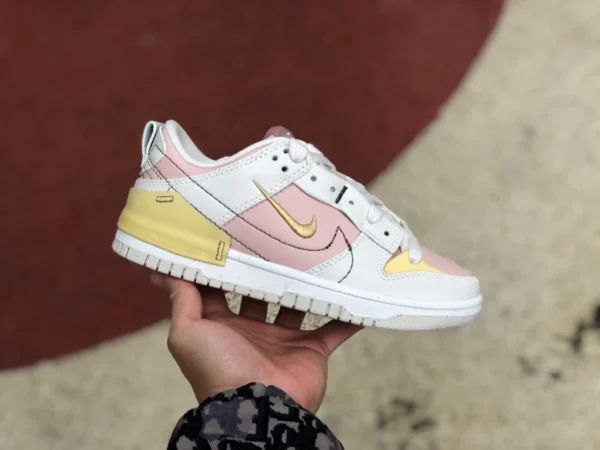 dunk matériau respectueux de l'environnement blanc rose jaune Nike Dunk Low Disrupt 2 Nike hiver femme basse DV4024-001