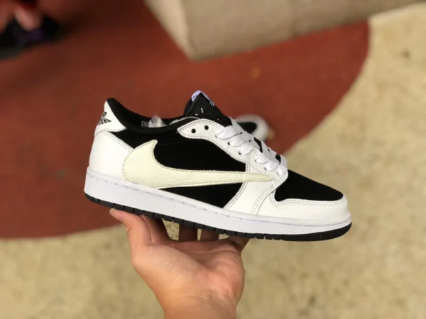 aj1 barbe basse noir et blanc pandaz Travis Scott x Air Jordan 1 Low baskets basses barbe TS joint DM7866-101