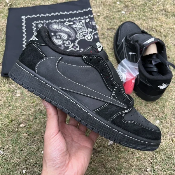 aj1 Barb Low Black Cat T1 Pure Version originale améliorée Travis Scott x Air Jordan 1 Low OG "Black Phantom" Barb 5