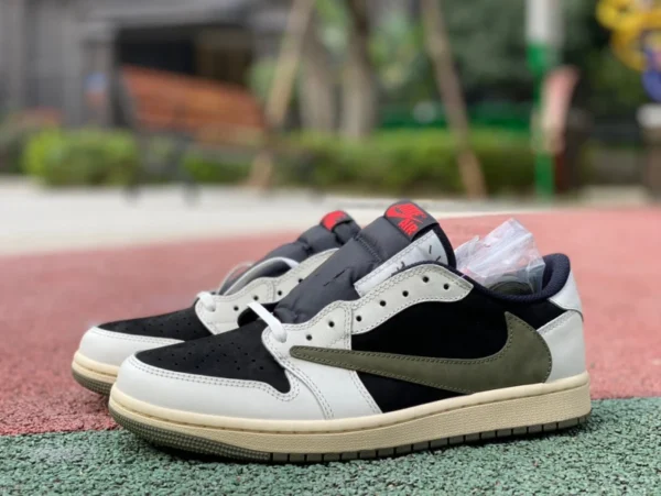 aj1 barbe basse vert olive T1 pur original Travis Scott x Air Jordan 1 Low OG WMNS "Olive" DZ4137-106