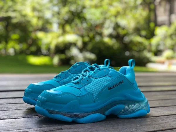 Balenciaga coussin d'air Miami bleu Balenciaga Triple S Clear Sole chaussures de papa basses à la mode antidérapantes et résistantes à l'usure