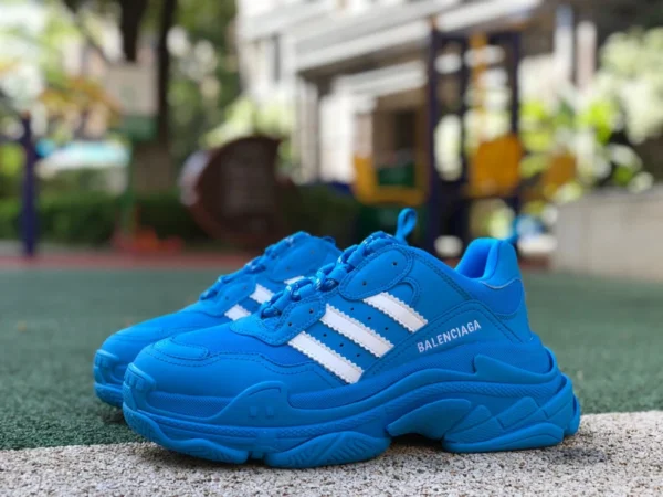 Balenciaga co-brandé Adidas bleu Balenciaga x Adidas trèfle Triple S chaussures papa baskets Balenciaga