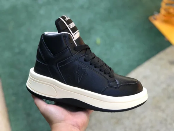 Converse modèle commun haut noir et blanc Rick Owens DRKSHDW x Converse Turbodrk Weapon modèle commun chaussures de basket-ball rétro montantes antidérapantes et résistantes à l'usure pour hommes et femmes