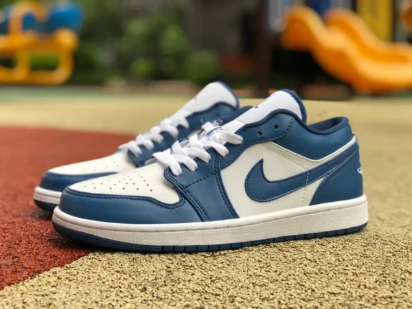 aj1 blanc bleu bleu marine bas Air Jordan 1 AJ1 blanc bleu bleu marine baskets basses décontractées pour hommes et femmes DC0774-114