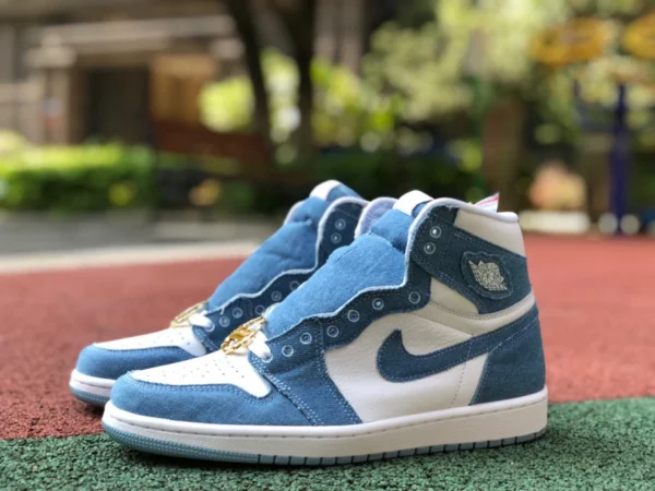 Aj1 denim pur original Air Jordan 1 High OG hommes et femmes haut denim AJ1 vieilles chaussures de sport décontractées DM9036-104