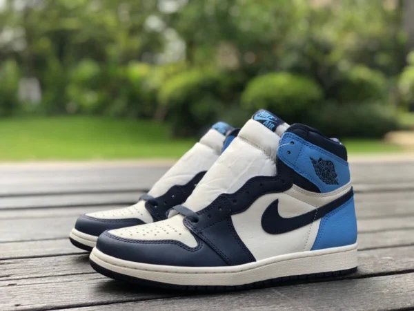 aj1 Obsidian nouveau pur original produits de haute qualité Air Jordan 1 AJ1 Obsidian Caroline du Nord orteil campus bleu 555088-140