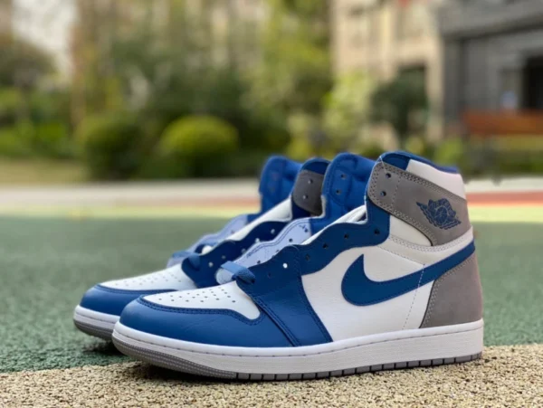 aj1 blanc gris bleu haut s2 pur original Air Jordan 1 High AJ1 bleu blanc réel bleu haut chaussures de basket-ball rétro DZ5485-410