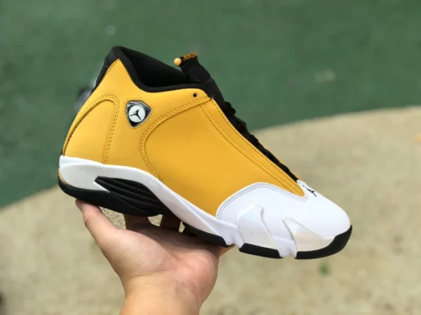 aj14 noir et blanc jaune Ferrari Air Jordan 14 Retro Ginger AJ14 Joe 14 chaussures de basket-ball noir et blanc jaune 487471-701