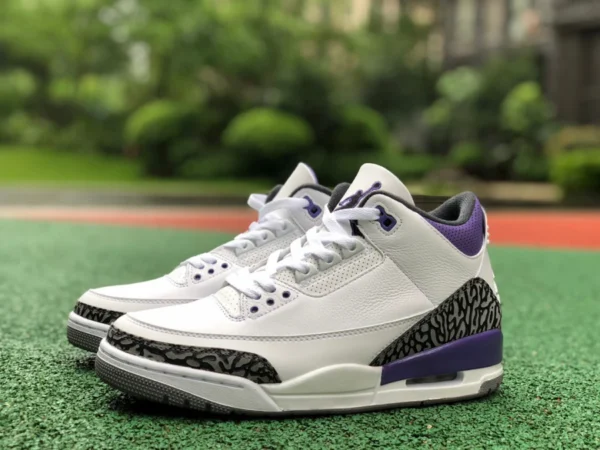 aj3 motif éclaté blanc et violet pur original Air Jordan 3 AJ3 Dark Iris motif éclaté blanc et violet CT8532-105