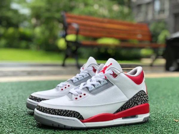 aj3 Rukawa Maple original Air Jordan 3 "Fire Red" motif éclaté blanc et rouge DN3707-160