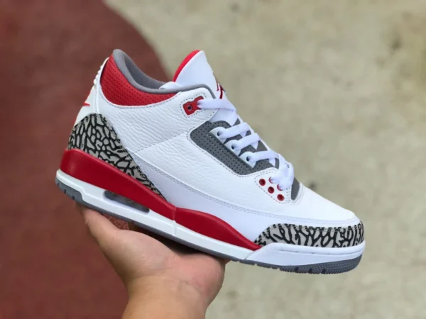 aj3 flamme rouge version économique de Air Jordan 3 AJ3 flamme rouge blanc et rouge chaussures de basket-ball rétro DN3707-160