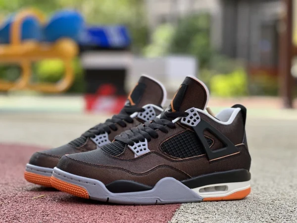 aj4 noir orange tissu Air Jordan 4 AJ4 noir orange étoile de mer orange métallisé orange tissu chaussures de basket-ball mi-hautes CW7183-100